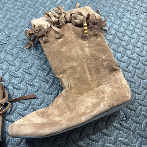 Aéropostale Western Boots Women's 9 Brown Suede Fringe Closed Toe Winter Outdoor - Picture 6 of 6